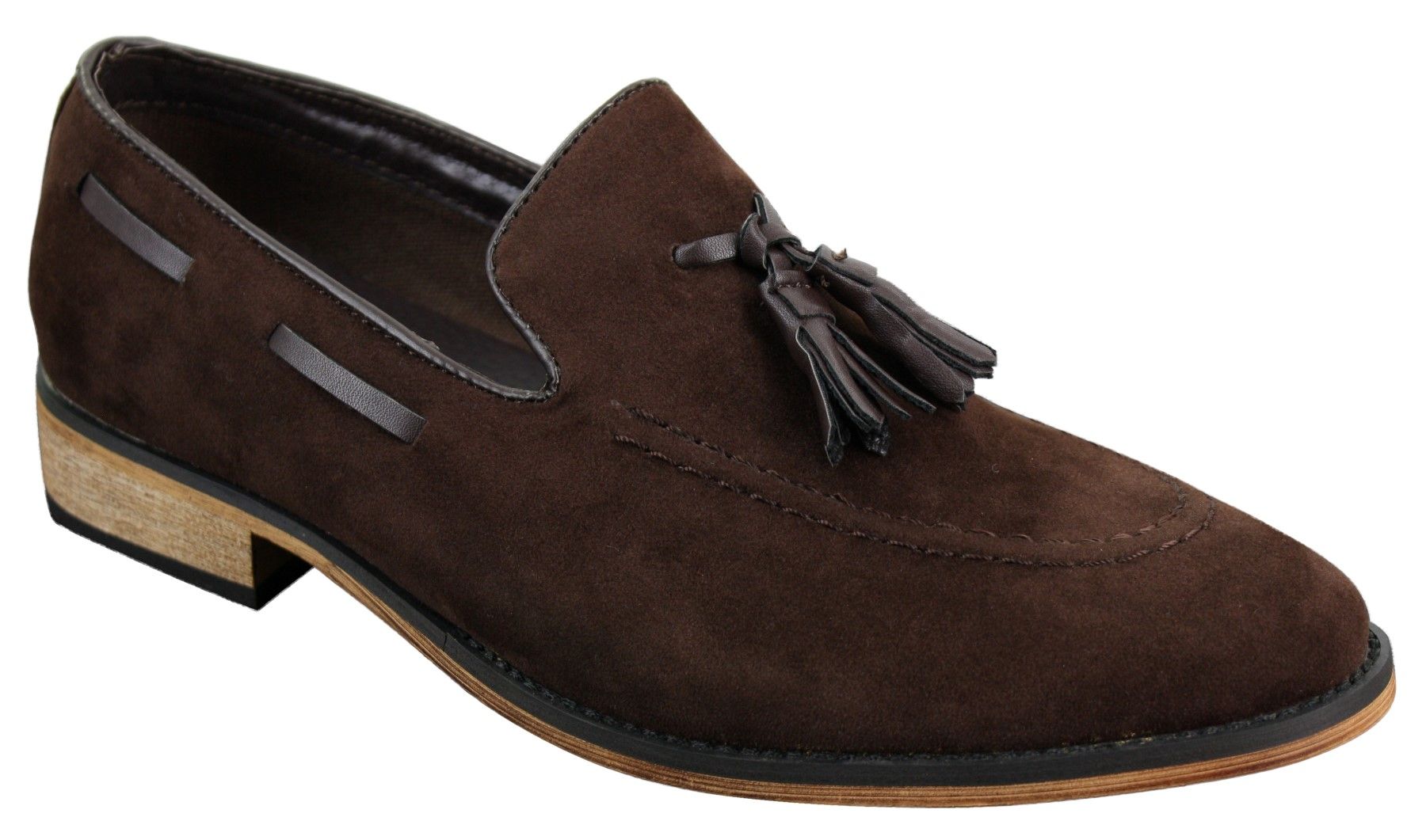 Herr Italienska Slip-On Körskor Loafers Tofs Mocka Läder Blå Svart Brun