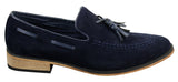 Herr Italienska Slip-On Körskor Loafers Tofs Mocka Läder Blå Svart Brun
