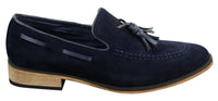 Herr Italienska Slip-On Körskor Loafers Tofs Mocka Läder Blå Svart Brun