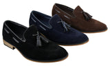 Herr Italienska Slip-On Körskor Loafers Tofs Mocka Läder Blå Svart Brun