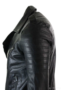 Äkta läder med dragkedja, vintage retro, herr, bikerjacka, svart, urban, slim fit-XXXL-svart