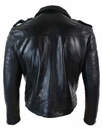 Äkta läder med dragkedja, vintage retro, herr, bikerjacka, svart, urban, slim fit-XXXL-svart