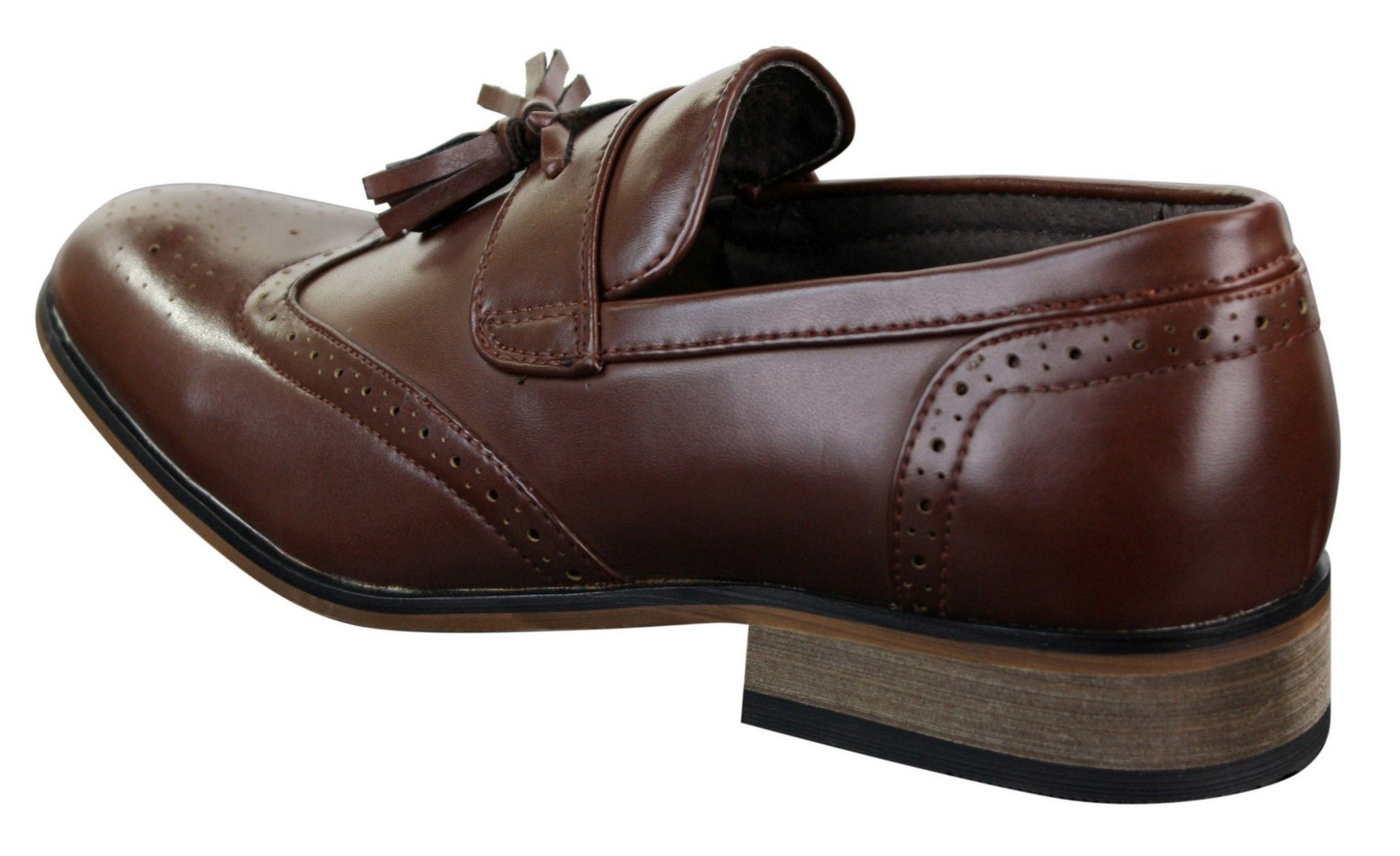 Herr Läderslip-On Tassle Brogues Bilskor Loafers Klassiska Vintage Retro