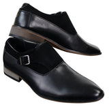 Herrskor i läder och mocka med slip-on-spänne, italienska designerskor, eleganta, casual och formella