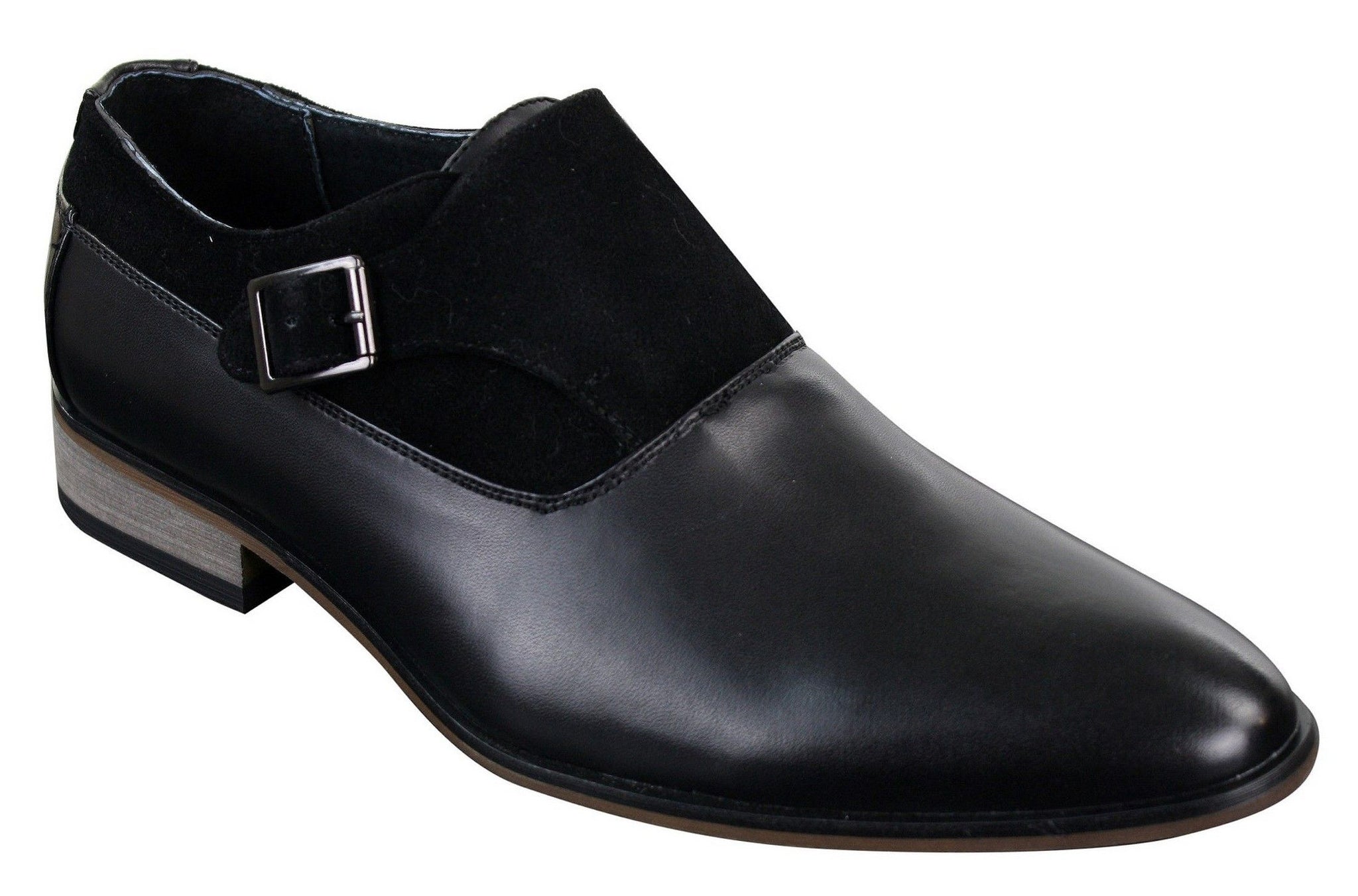 Herrskor i läder och mocka med slip-on-spänne, italienska designerskor, eleganta, casual och formella