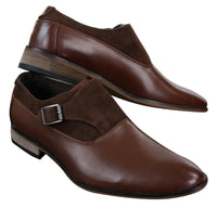 Herrskor i läder och mocka med slip-on-spänne, italienska designerskor, eleganta, casual och formella