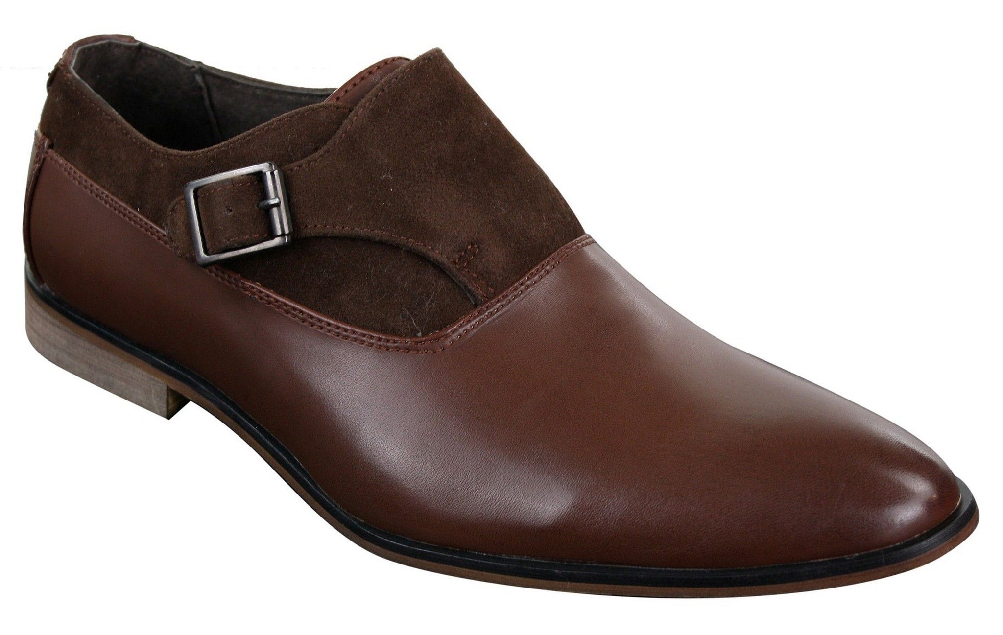 Herrskor i läder och mocka med slip-on-spänne, italienska designerskor, eleganta, casual och formella