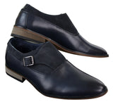 Herrskor i läder och mocka med slip-on-spänne, italienska designerskor, eleganta, casual och formella