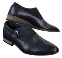 Herrskor i läder och mocka med slip-on-spänne, italienska designerskor, eleganta, casual och formella