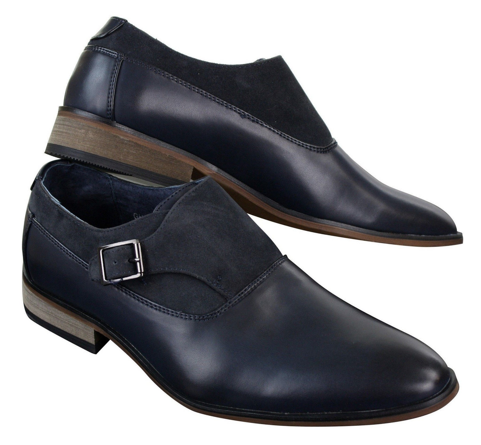 Herrskor i läder och mocka med slip-on-spänne, italienska designerskor, eleganta, casual och formella