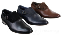 Herrskor i läder och mocka med slip-on-spänne, italienska designerskor, eleganta, casual och formella