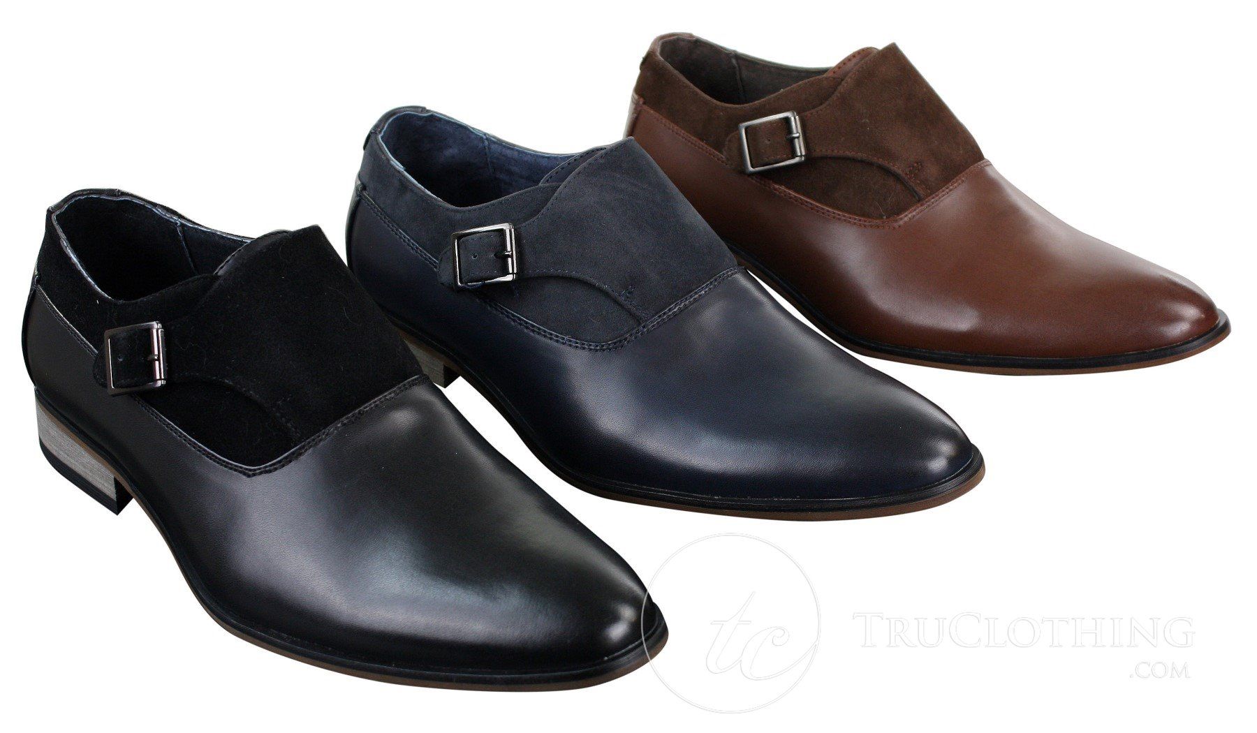 Herrskor i läder och mocka med slip-on-spänne, italienska designerskor, eleganta, casual och formella