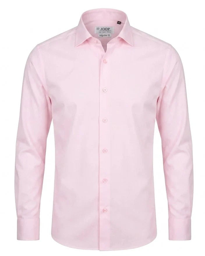Herrskjorta med lång ärm och knappar – Rosa