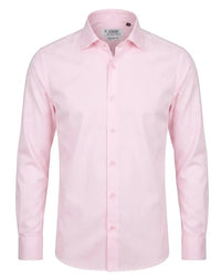Herrskjorta med lång ärm och knappar – Rosa
