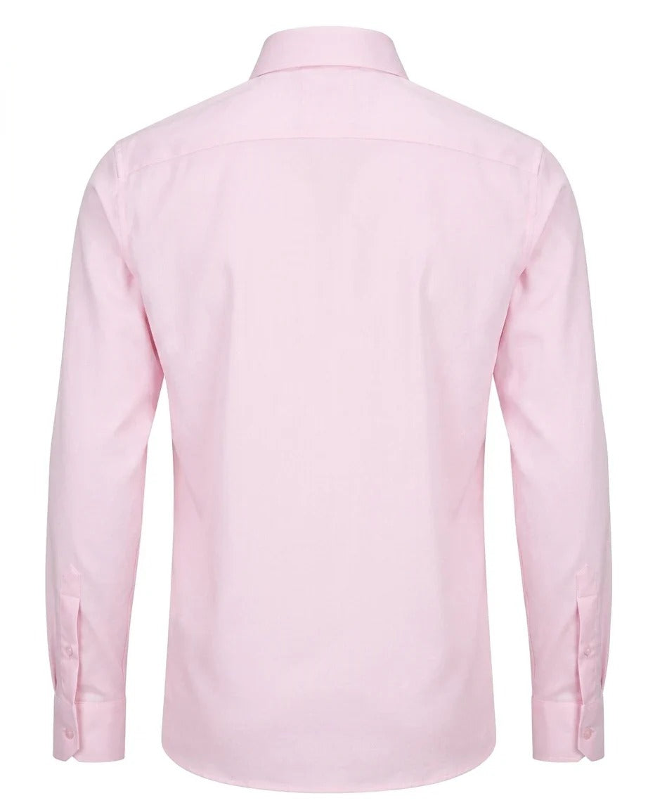 Herrskjorta med lång ärm och knappar – Rosa