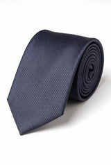 Marinblå smal enfärgad slips, 6 cm, herr