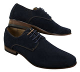 Herr Nubuck Mocka Snörade Eleganta Fritidsskor Marinblå Brun Svart
