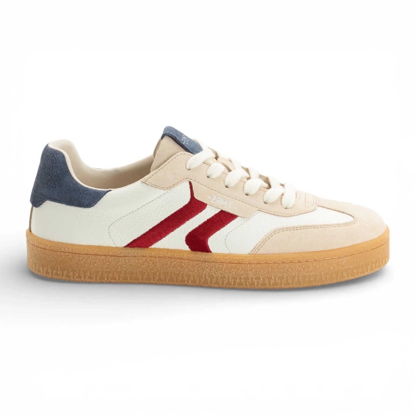 Herrsneakers i läder med röda randar, off-white