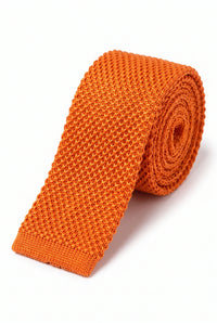 Orange stickad slips i polyester för män