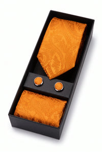 Presentset med orange paisleymönster för män