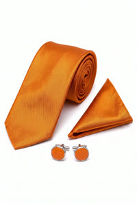 Orange slipsset för män