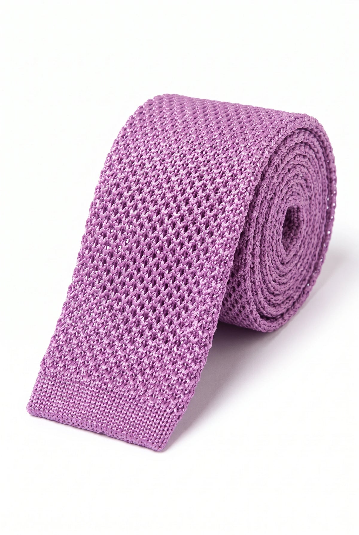 Lila stickad slips i polyester för män