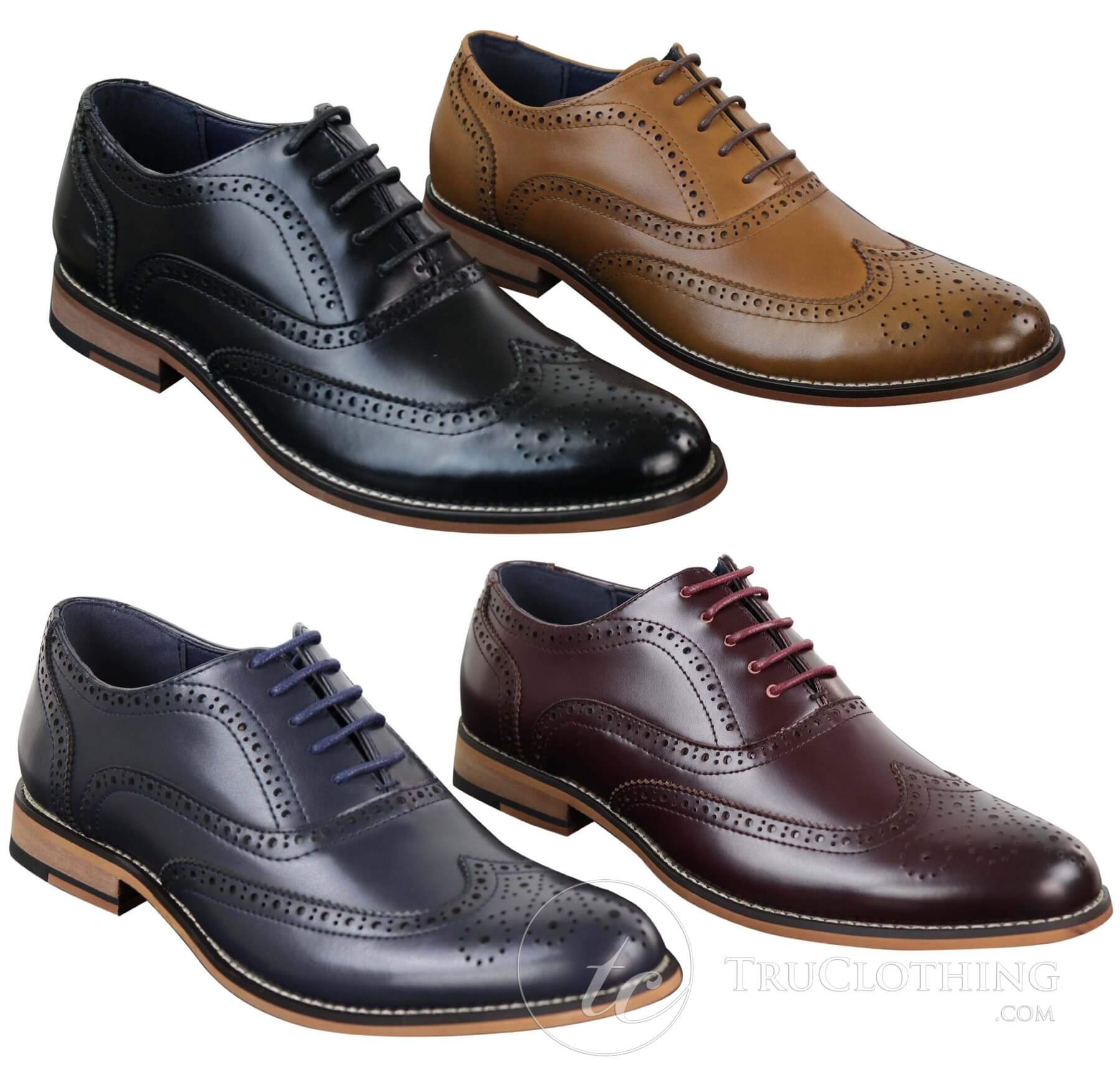Herrskor i äkta läder med snörning i Gatsby Brouges-modell, eleganta designerskor i retrostil och vintagestil