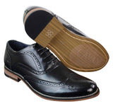 Herrskor i äkta läder med snörning i Gatsby Brouges-modell, eleganta designerskor i retrostil och vintagestil