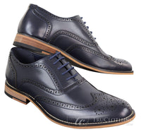 Herrskor i äkta läder med snörning i Gatsby Brouges-modell, eleganta designerskor i retrostil och vintagestil