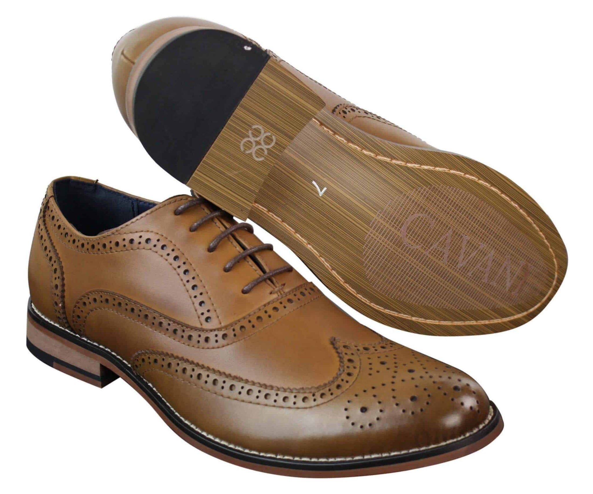 Herrskor i äkta läder med snörning i Gatsby Brouges-modell, eleganta designerskor i retrostil och vintagestil