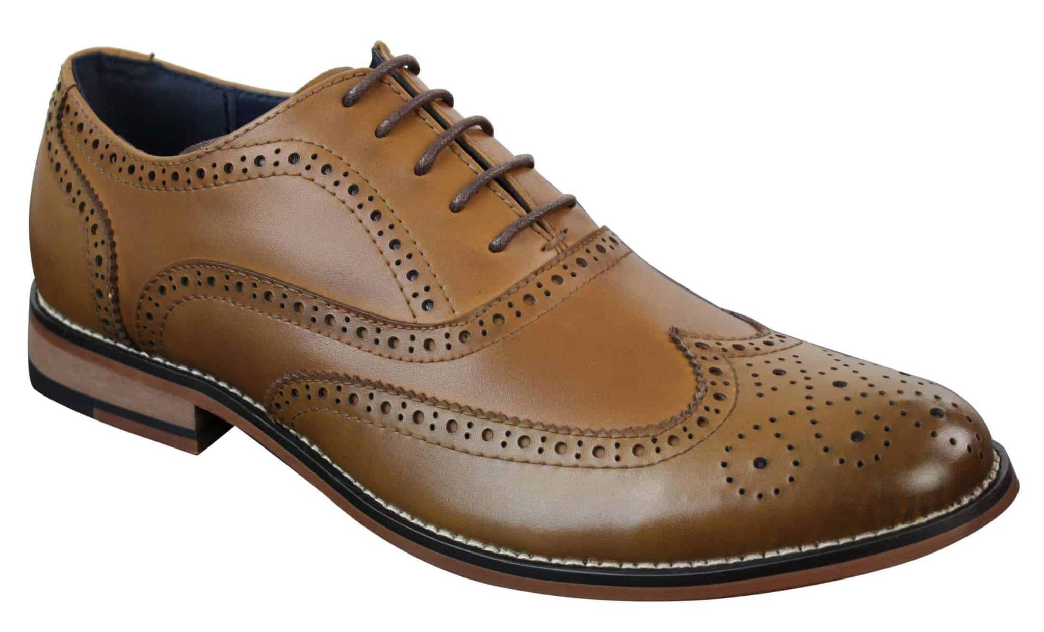 Herrskor i äkta läder med snörning i Gatsby Brouges-modell, eleganta designerskor i retrostil och vintagestil