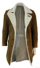 Herr Sherling Fårskinn Brun Brun 3/4 Överrock Vintage Retro Vinter Varm