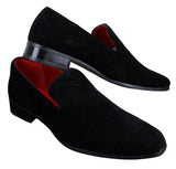 Herr Slip On Mocka Loafers Läder Smart Casual Röd Blå Svart