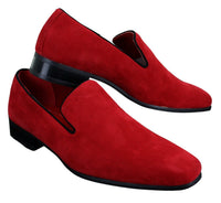 Herr Slip On Mocka Loafers Läder Smart Casual Röd Blå Svart