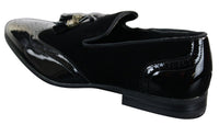 Patron 239-10 Herr Slip On Tassel Bilskor Glansigt Svarta Lackskinn PU Mocka Loafers