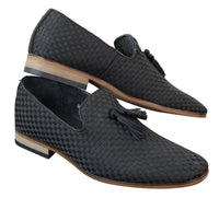 Herr Slip On Tassle Bilskor Smart Casual Retro Marinblå Svart Läderfodrad