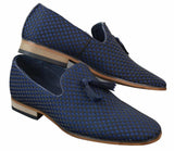 Herr Slip On Tassle Bilskor Smart Casual Retro Marinblå Svart Läderfodrad