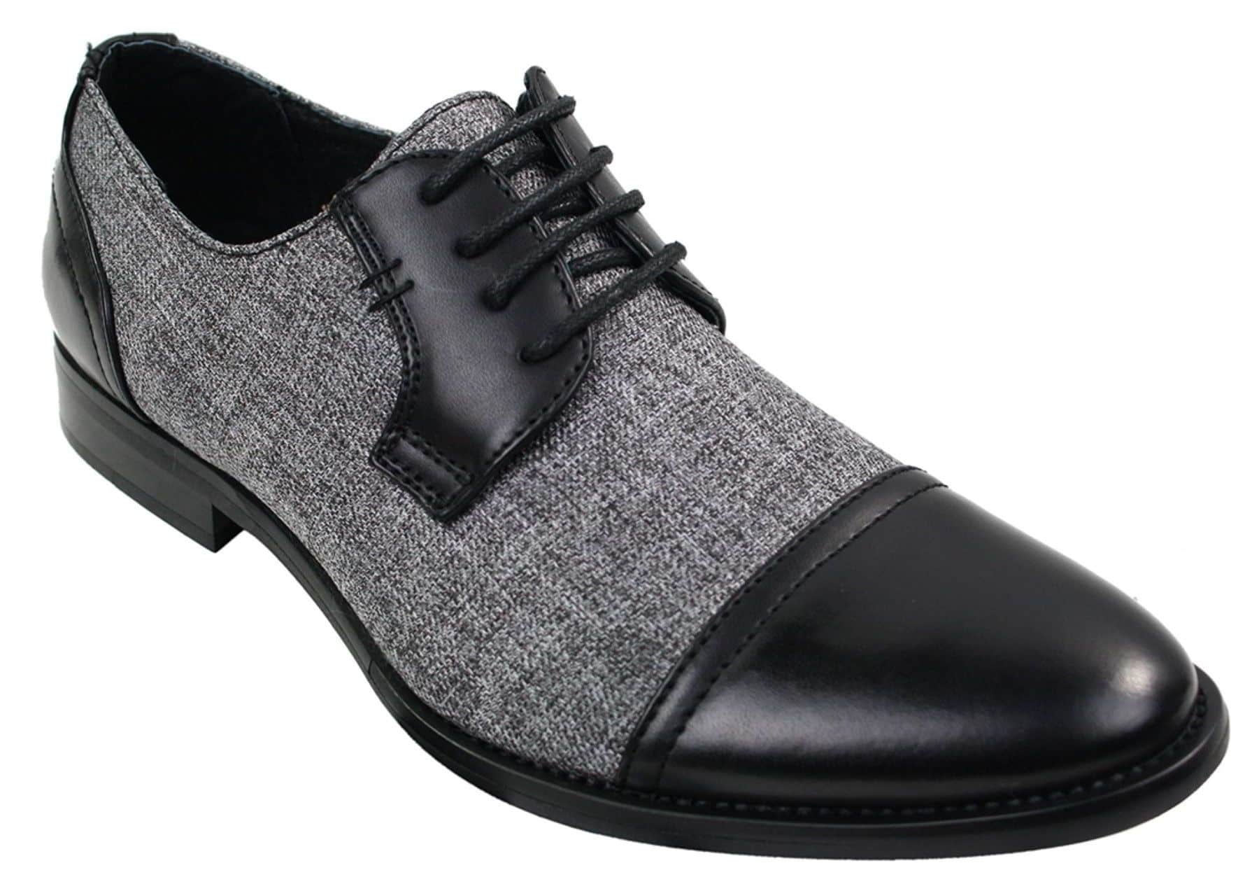 Herrskor i tweed och läder med snörning, eleganta och casual stilar, vintage retro