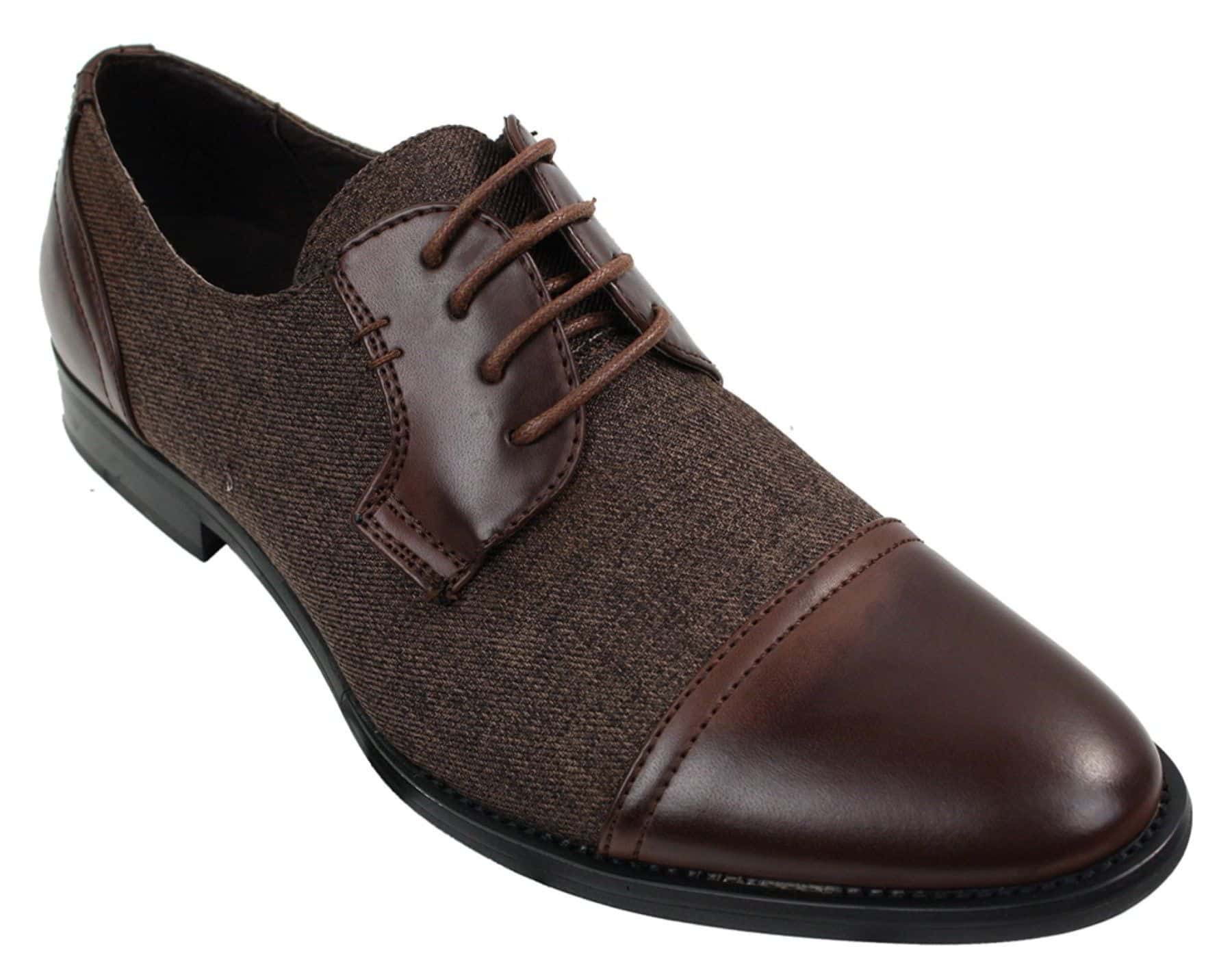 Herrskor i tweed och läder med snörning, eleganta och casual stilar, vintage retro