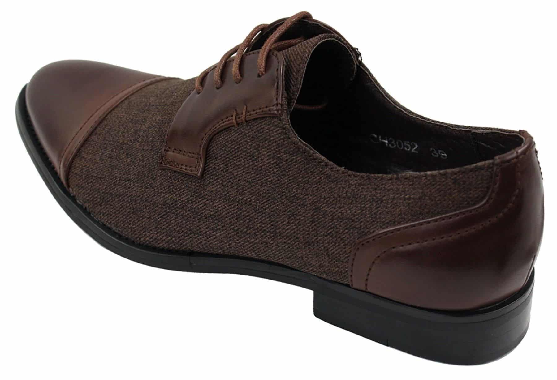 Herrskor i tweed och läder med snörning, eleganta och casual stilar, vintage retro