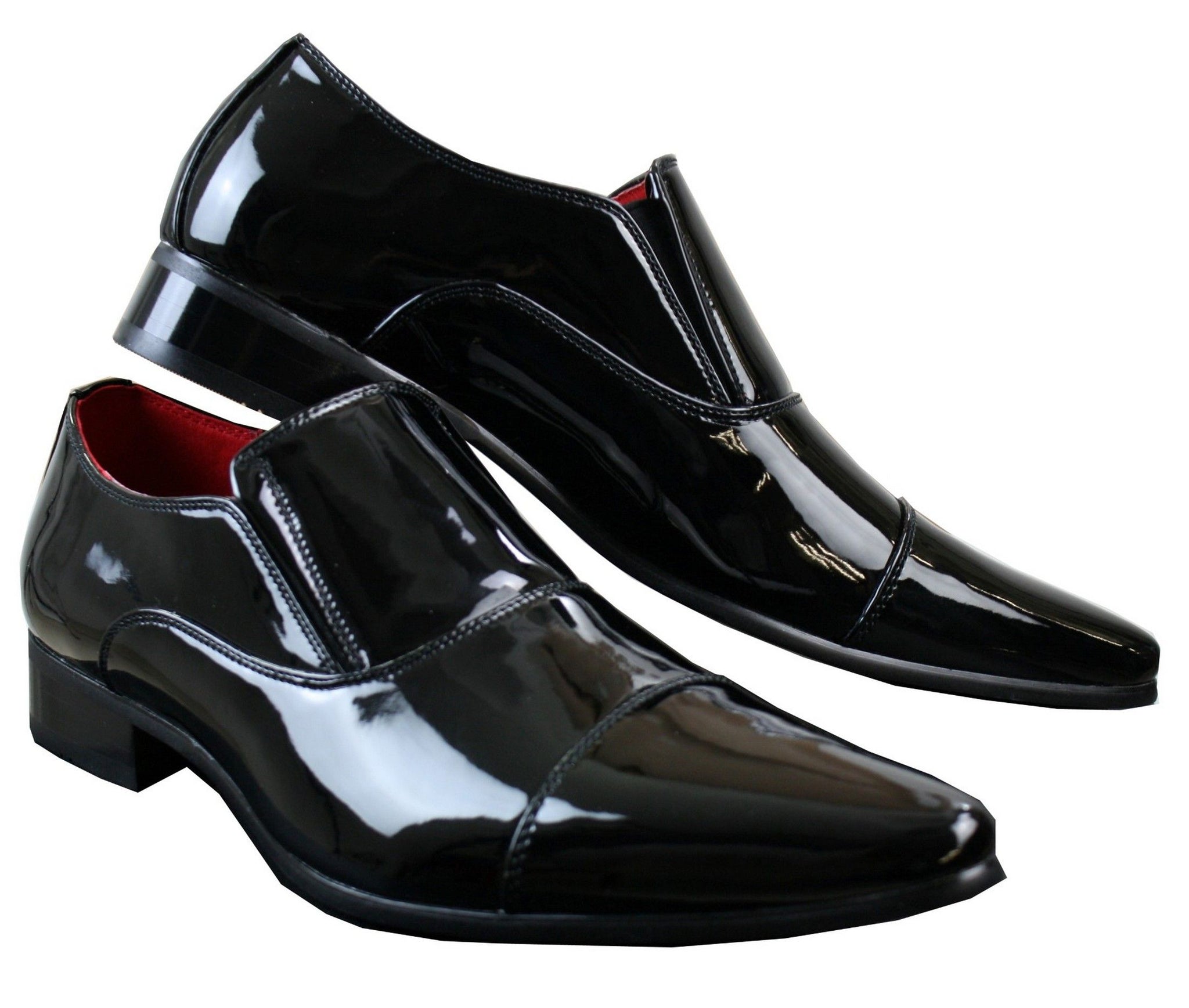Eleganta formella slip-on-skor i vita lakan, glansiga läderfodrade italienska skor