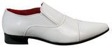 Eleganta formella slip-on-skor i vita lakan, glansiga läderfodrade italienska skor