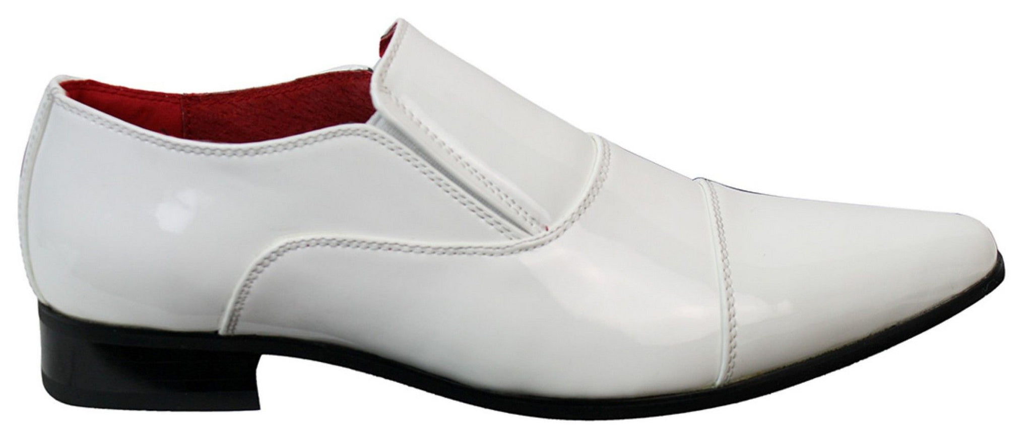 Eleganta formella slip-on-skor i vita lakan, glansiga läderfodrade italienska skor