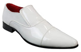 Eleganta formella slip-on-skor i vita lakan, glansiga läderfodrade italienska skor
