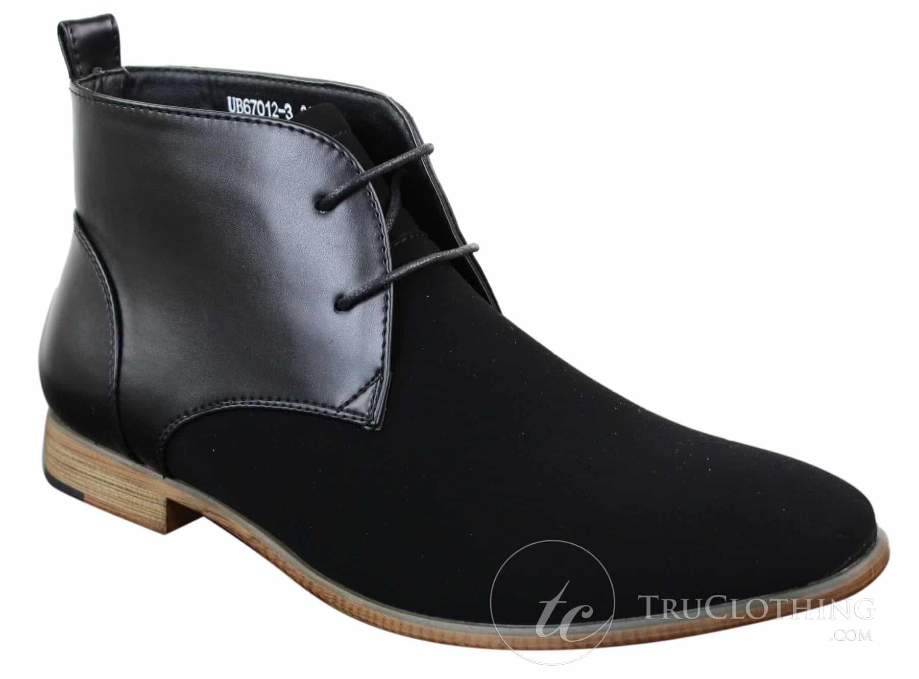 Herr Mocka Läder Svarta Snörade Chelsea Dealer Ankelstövlar Smart Casual Formell