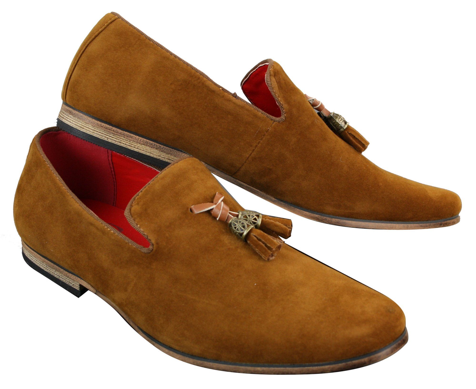 Herr Mocka Läder PU Slip On Bilskor Loafers Tofs Röd Grå Blå Brun Svart