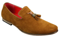 Herr Mocka Läder PU Slip On Bilskor Loafers Tofs Röd Grå Blå Brun Svart