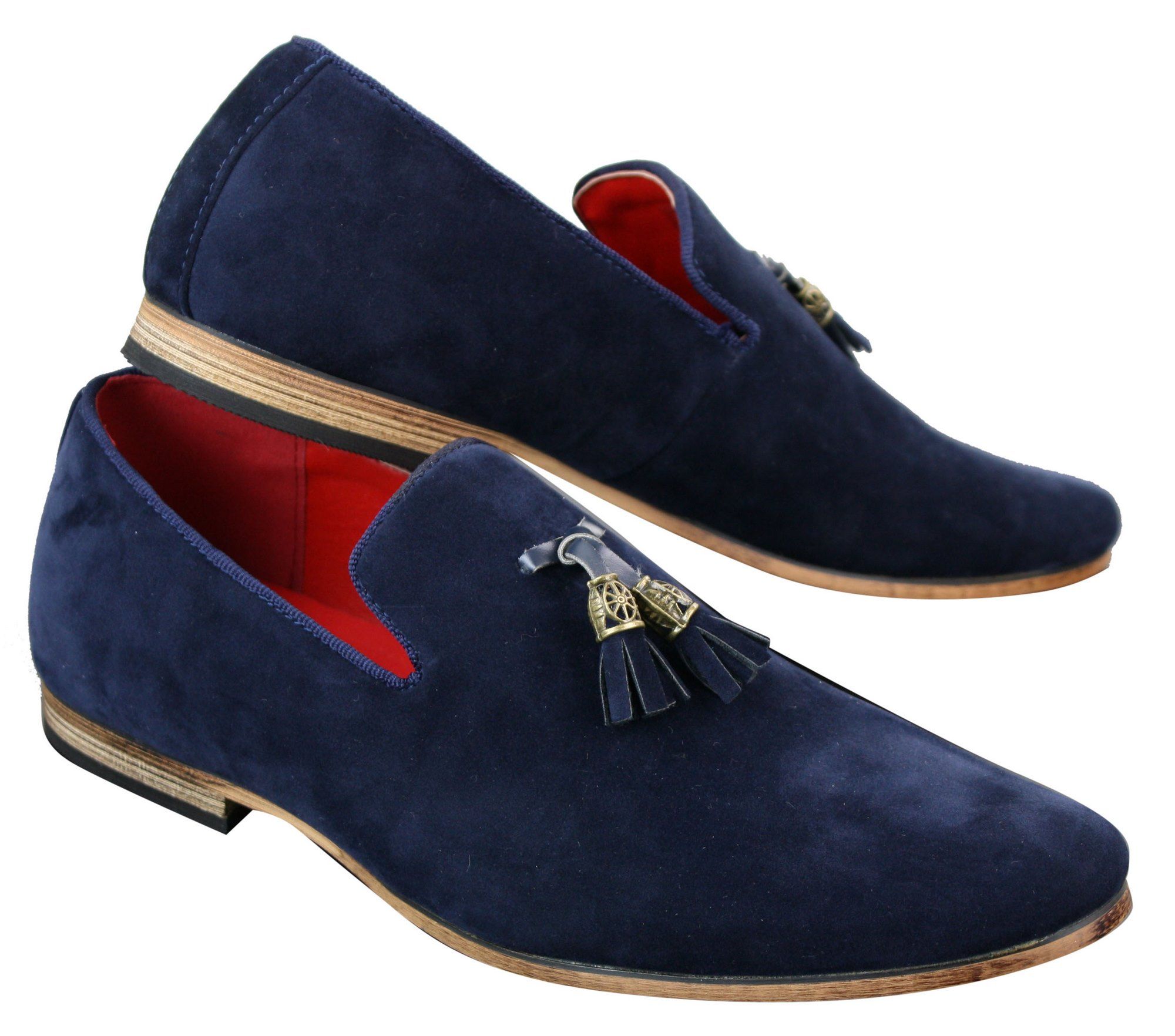 Herr Mocka Läder PU Slip On Bilskor Loafers Tofs Röd Grå Blå Brun Svart