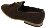 Herrloafers i mocka med tofsdesign, läder, svart komfort