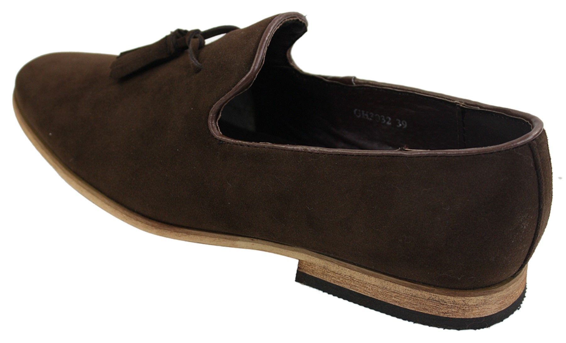 Herrloafers i mocka med tofsdesign, läder, svart komfort